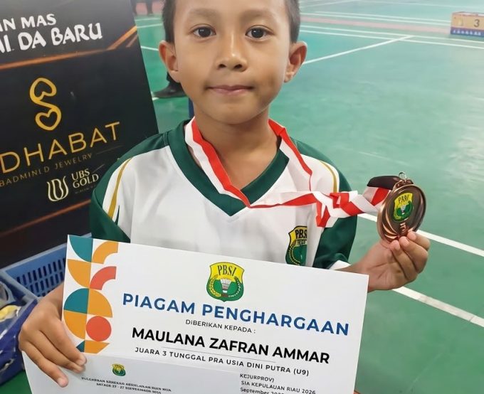 Selamat Kepada Alhamdulillah, Ananda Maulana Zafran Ammar SDIT Al Azhar 2 Batam Raih Juara 3 Kejuaraan Provinsi PBSI Kepri 2026