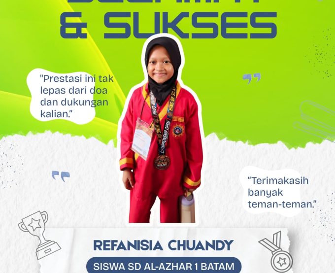 Alhamdulillah Ananda ZASKYA RAMADHANI siswa SD AL AZHAR 1 BATAM berhasil memperoleh prestasi juara 2 dan juara 3 kejuaraan pencak silat "KING OF SILAT CHAMPIONSHIP 1 KEPRI 2026"